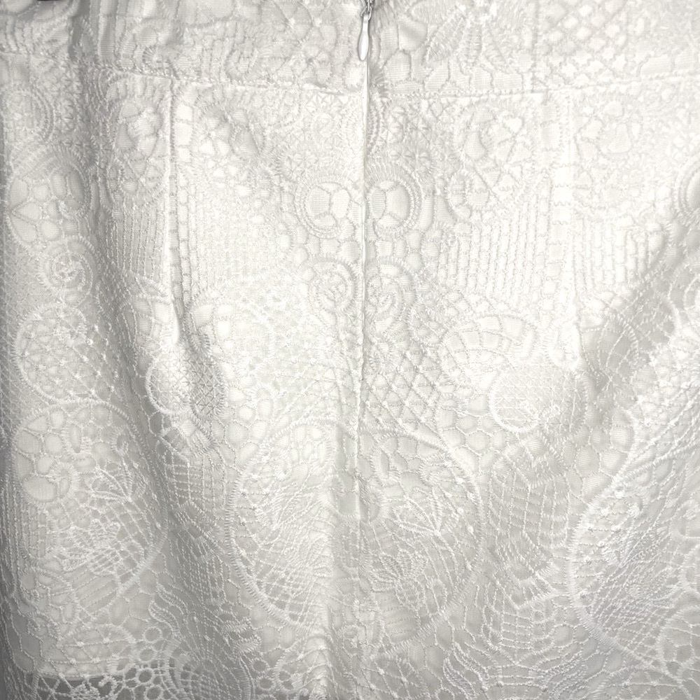 JAUS White Ruffle Midi Skirt Side Split Sheer Lace M/6 - Picture 5 of 7
